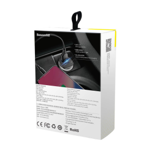 Baseus Square Metal 30W Quick Car Charger Black