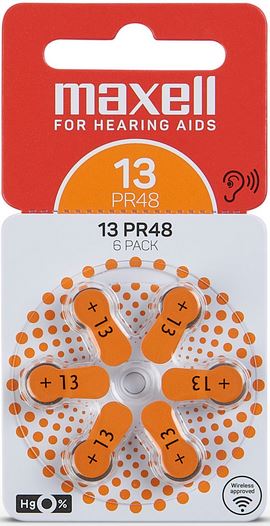 Maxell Batteries PR48 (13) 6BS Zinc Air For Hearing Aids 4043752334517