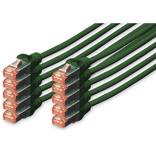 DIGITUS CAT 6 S/FTP Patchkabel. 10 Stück. 5m. grün
