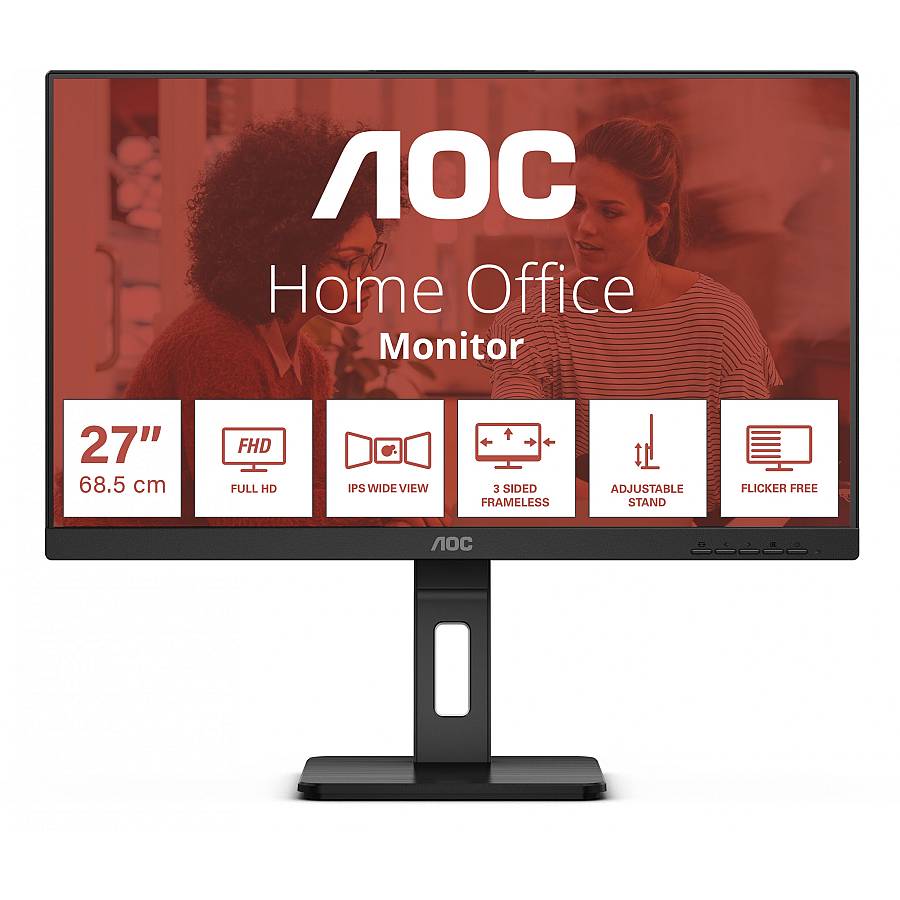 68.6cm/27 (1920x1080) AOC 27E3QAF 16:9 FHD IPS 4ms 75Hz HDMI VGA DP Speaker Pivot Black