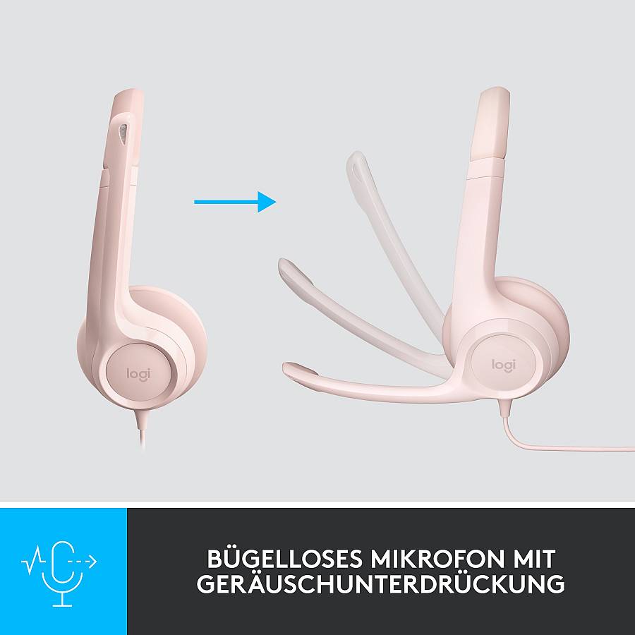 LOGITECH H390 Headset on-ear wired USB-A rose