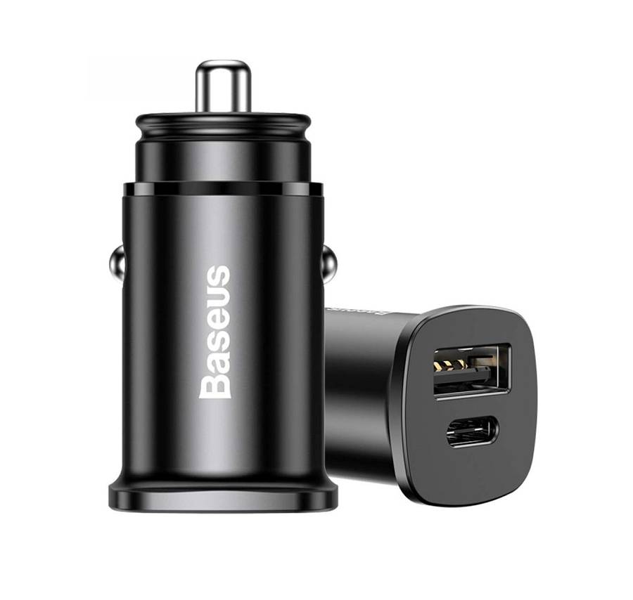 Baseus Square Metal 30W Quick Car Charger Black
