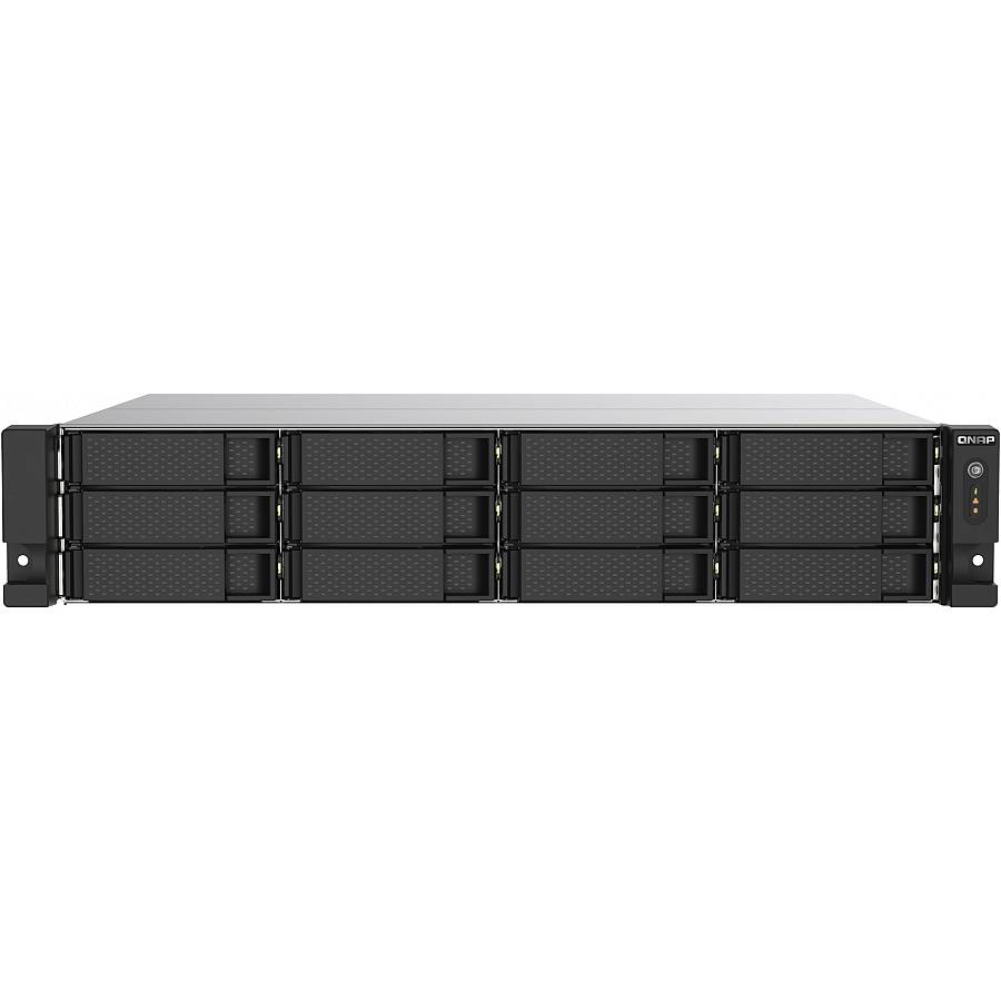 QNAP 12-Bay-Rackmontage-NAS AMD Ryzen V1000 Serie V1500B 4C/8T 2.2GHz 8GB DDR4-RAM 2x2.5 GbE LAN optionale 10GbE und M.2